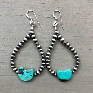 Turquoise Moon Desert Pearl Loop Earrings